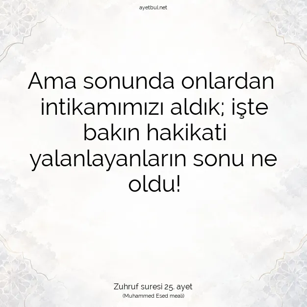 Ayetbul | Kuran Mealleri | Quran | Zuhruf suresi 25. ayet