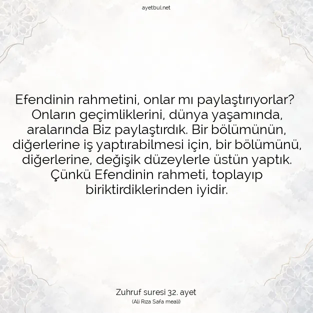 Ayetbul | Kuran Mealleri | Quran | Zuhruf suresi 32. ayet