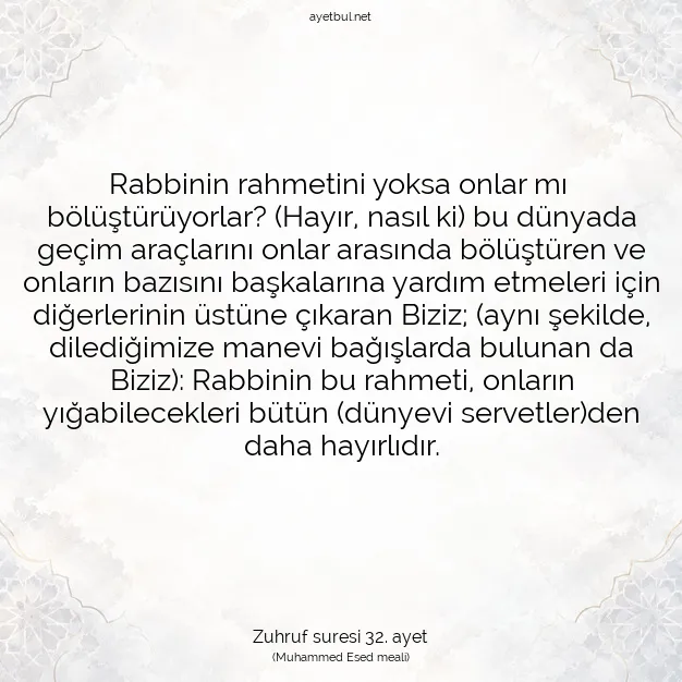 Ayetbul | Kuran Mealleri | Quran | Zuhruf suresi 32. ayet