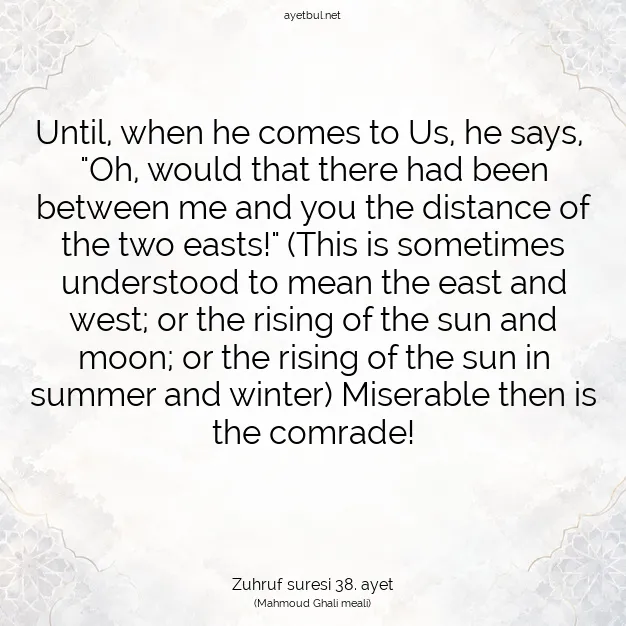 Ayetbul | Kuran Mealleri | Quran | Zuhruf suresi 38. ayet