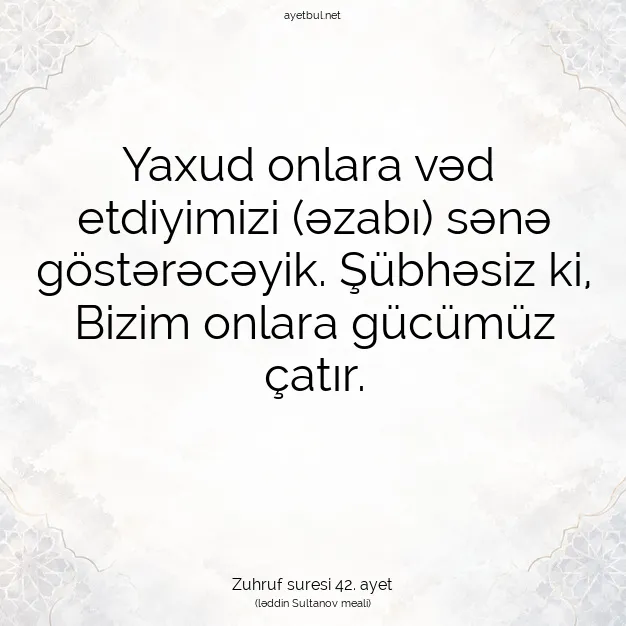 Ayetbul | Kuran Mealleri | Quran | Zuhruf suresi 42. ayet
