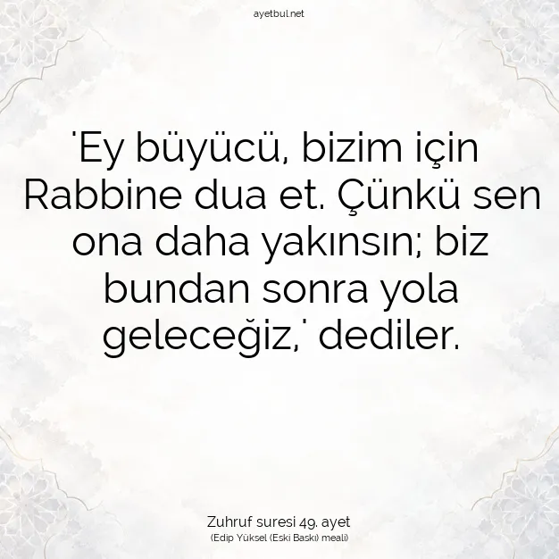 Ayetbul | Kuran Mealleri | Quran | Zuhruf suresi 49. ayet
