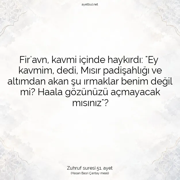 Ayetbul | Kuran Mealleri | Quran | Zuhruf suresi 51. ayet