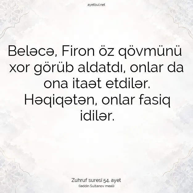 Ayetbul | Kuran Mealleri | Quran | Zuhruf suresi 54. ayet