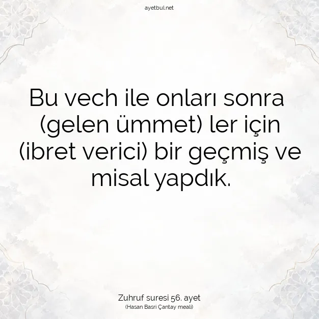 Ayetbul | Kuran Mealleri | Quran | Zuhruf suresi 56. ayet