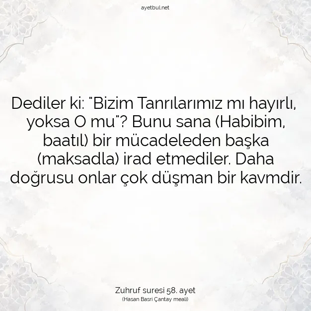 Ayetbul | Kuran Mealleri | Quran | Zuhruf suresi 58. ayet