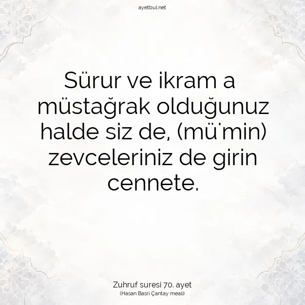 Ayetbul | Kuran Mealleri | Quran | Zuhruf suresi 70. ayet