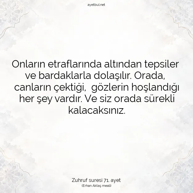 Ayetbul | Kuran Mealleri | Quran | Zuhruf suresi 71. ayet