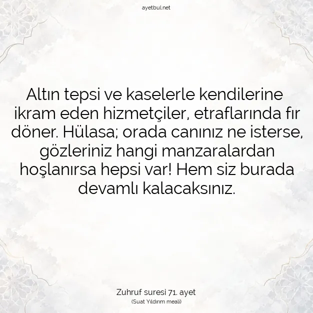 Ayetbul | Kuran Mealleri | Quran | Zuhruf suresi 71. ayet