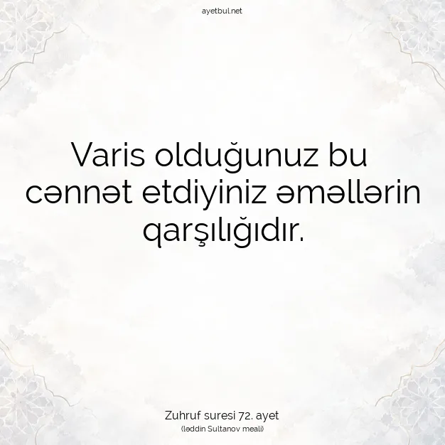 Ayetbul | Kuran Mealleri | Quran | Zuhruf suresi 72. ayet