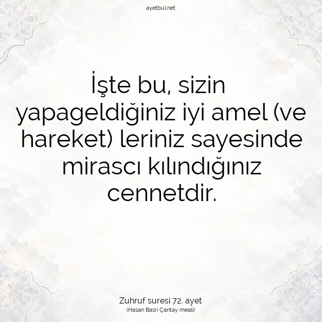 Ayetbul | Kuran Mealleri | Quran | Zuhruf suresi 72. ayet