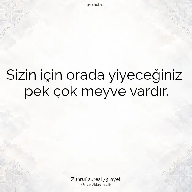 Ayetbul | Kuran Mealleri | Quran | Zuhruf suresi 73. ayet