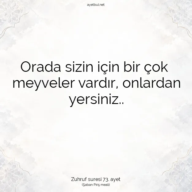 Ayetbul | Kuran Mealleri | Quran | Zuhruf suresi 73. ayet
