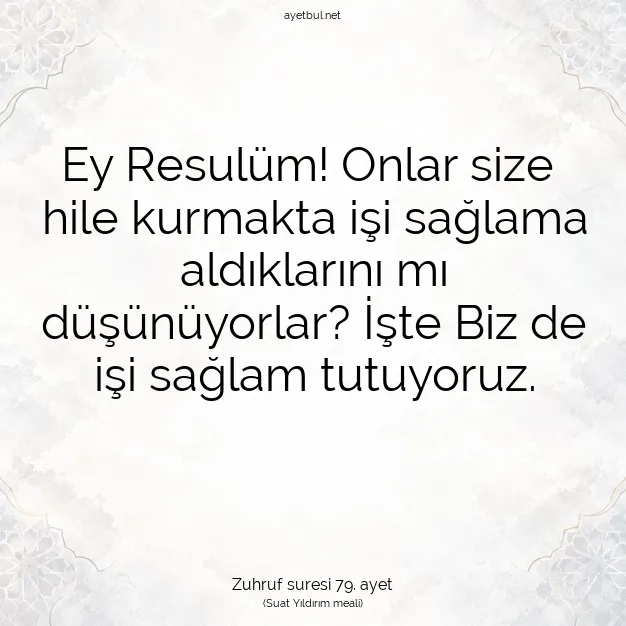 Ayetbul | Kuran Mealleri | Quran | Zuhruf suresi 79. ayet