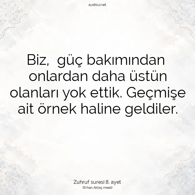 Ayetbul | Kuran Mealleri | Quran | Zuhruf suresi 8. ayet
