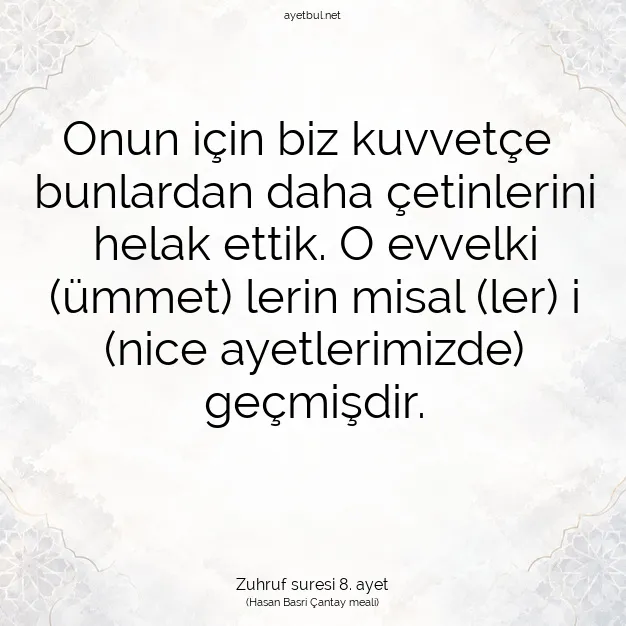 Ayetbul | Kuran Mealleri | Quran | Zuhruf suresi 8. ayet