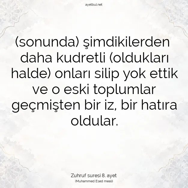 Ayetbul | Kuran Mealleri | Quran | Zuhruf suresi 8. ayet