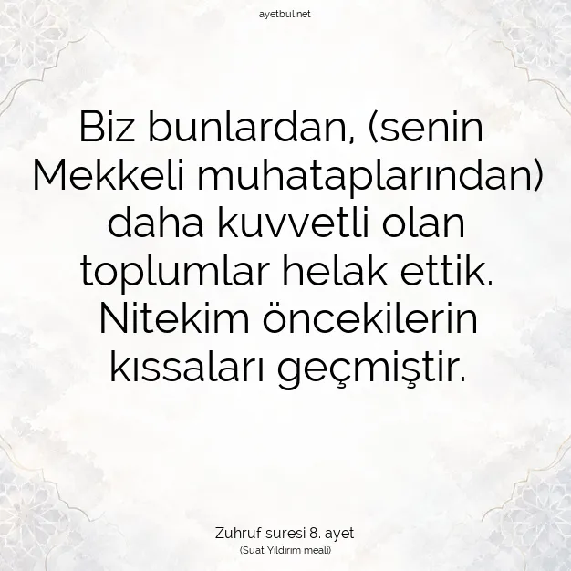 Ayetbul | Kuran Mealleri | Quran | Zuhruf suresi 8. ayet