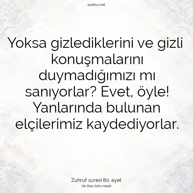 Ayetbul | Kuran Mealleri | Quran | Zuhruf suresi 80. ayet