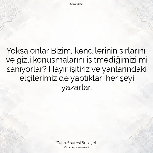 Ayetbul | Kuran Mealleri | Quran | Zuhruf suresi 80. ayet