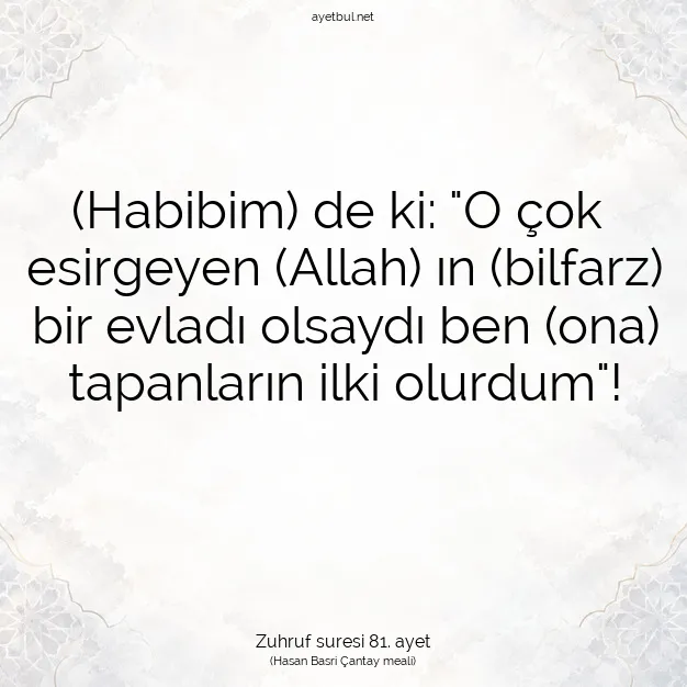 Ayetbul | Kuran Mealleri | Quran | Zuhruf suresi 81. ayet