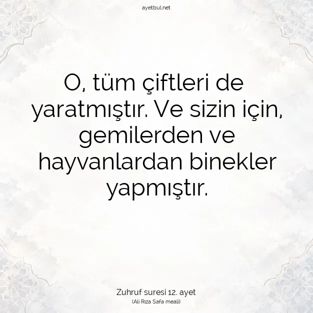 Ayetbul | Kuran Mealleri | Quran | Zuhruf suresi 12. ayet