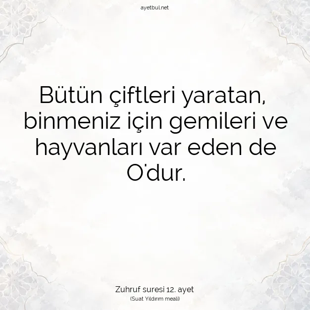 Ayetbul | Kuran Mealleri | Quran | Zuhruf suresi 12. ayet
