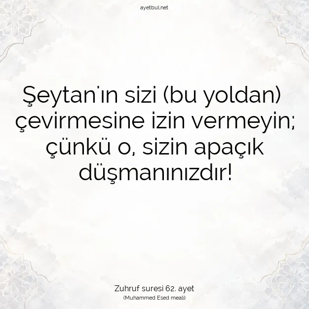 Ayetbul | Kuran Mealleri | Quran | Zuhruf suresi 62. ayet
