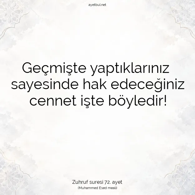 Ayetbul | Kuran Mealleri | Quran | Zuhruf suresi 72. ayet