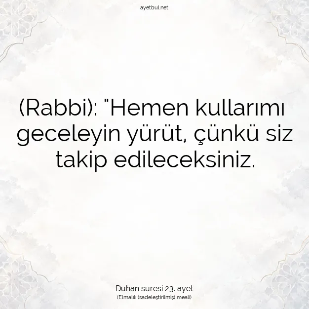 Ayetbul | Kuran Mealleri | Quran | Duhan suresi 23. ayet