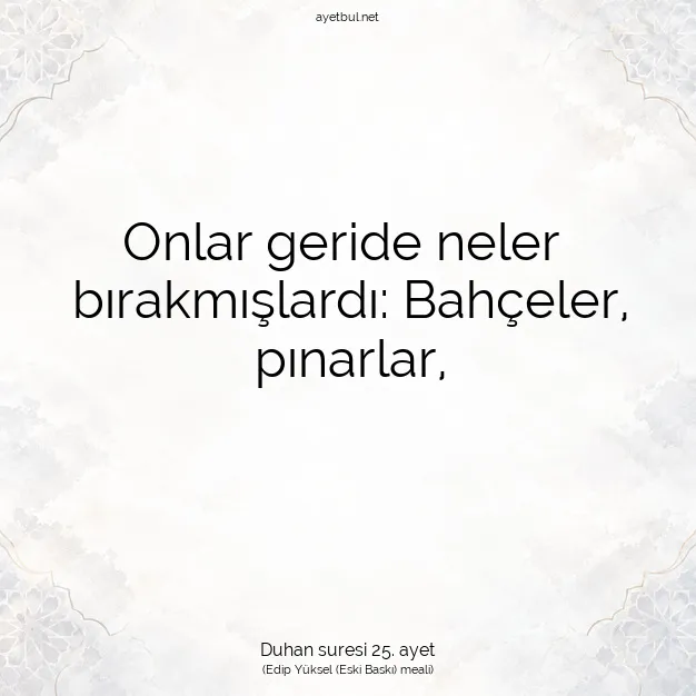 Ayetbul | Kuran Mealleri | Quran | Duhan suresi 25. ayet