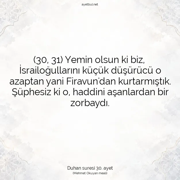 Ayetbul | Kuran Mealleri | Quran | Duhan suresi 30. ayet