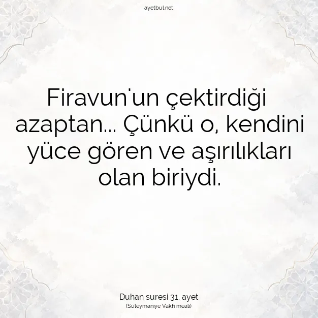Ayetbul | Kuran Mealleri | Quran | Duhan suresi 31. ayet
