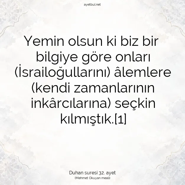 Ayetbul | Kuran Mealleri | Quran | Duhan suresi 32. ayet