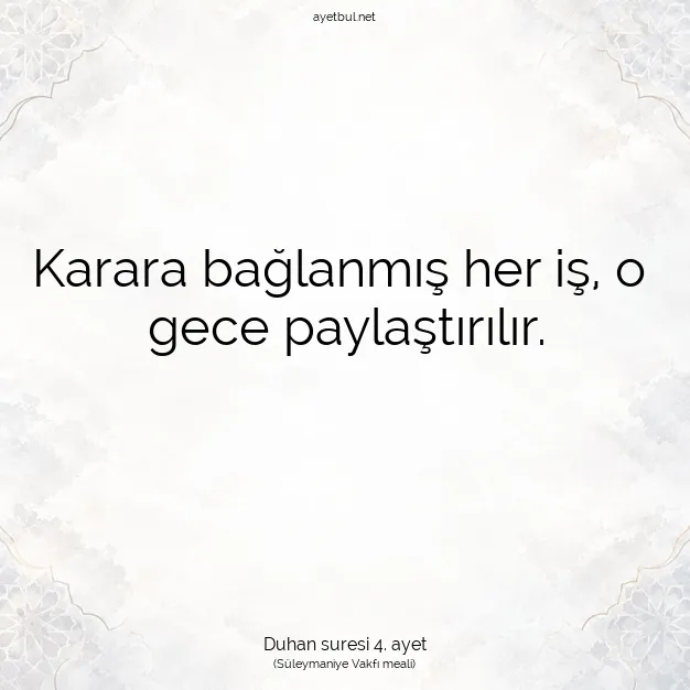 Ayetbul | Kuran Mealleri | Quran | Duhan suresi 4. ayet