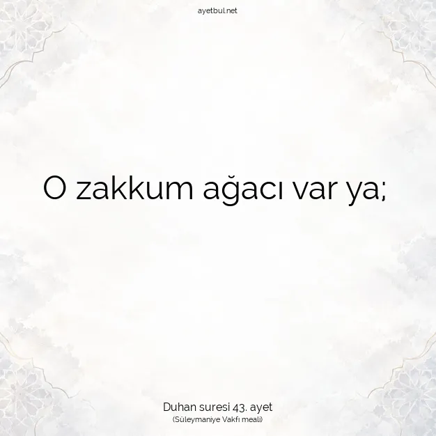 Ayetbul | Kuran Mealleri | Quran | Duhan suresi 43. ayet