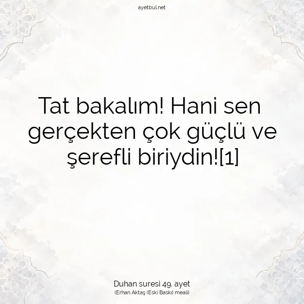 Ayetbul | Kuran Mealleri | Quran | Duhan suresi 49. ayet