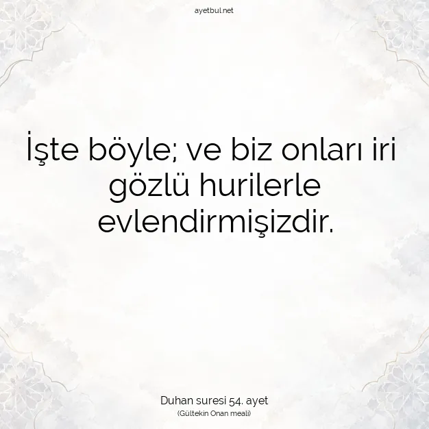 Ayetbul | Kuran Mealleri | Quran | Duhan suresi 54. ayet