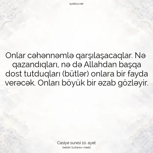 Ayetbul | Kuran Mealleri | Quran | Casiye suresi 10. ayet