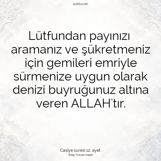 Ayetbul | Kuran Mealleri | Quran | Casiye suresi 12. ayet