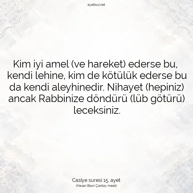 Ayetbul | Kuran Mealleri | Quran | Casiye suresi 15. ayet
