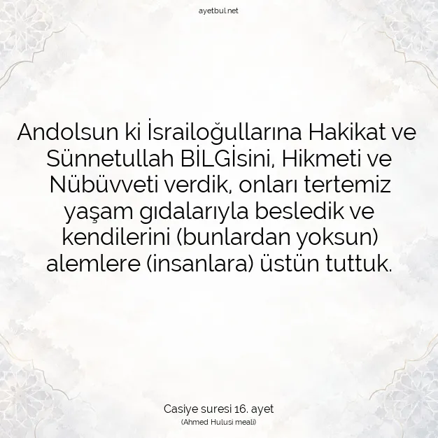 Ayetbul | Kuran Mealleri | Quran | Casiye suresi 16. ayet