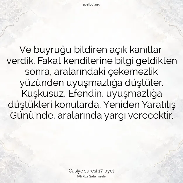 Ayetbul | Kuran Mealleri | Quran | Casiye suresi 17. ayet