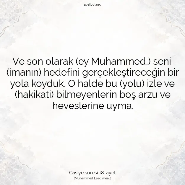 Ayetbul | Kuran Mealleri | Quran | Casiye suresi 18. ayet