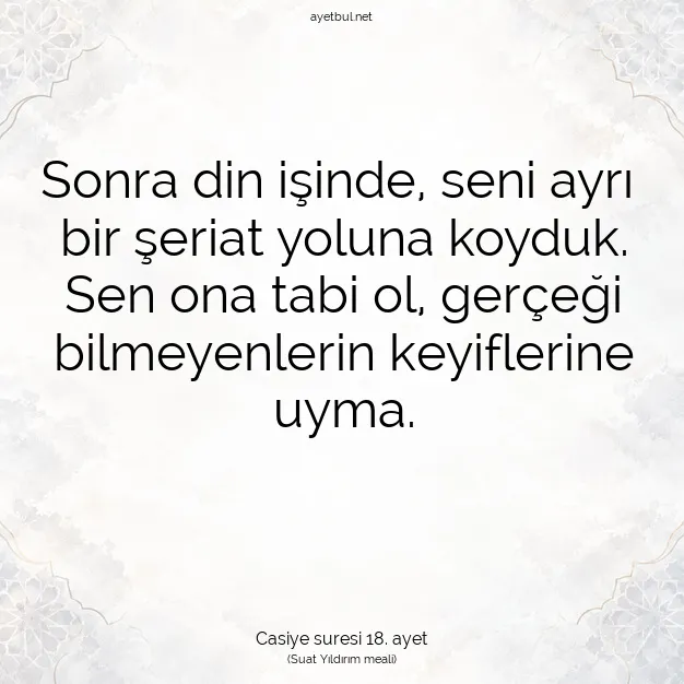 Ayetbul | Kuran Mealleri | Quran | Casiye suresi 18. ayet