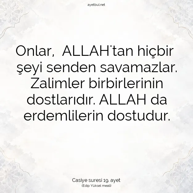 Ayetbul | Kuran Mealleri | Quran | Casiye suresi 19. ayet