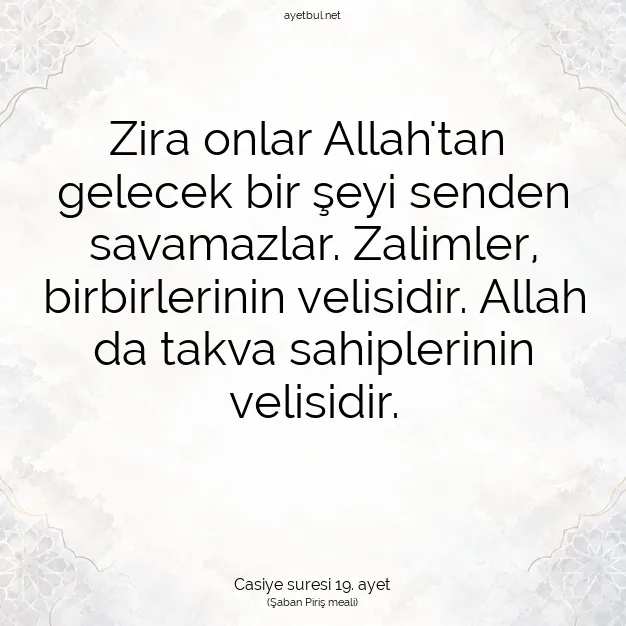 Ayetbul | Kuran Mealleri | Quran | Casiye suresi 19. ayet