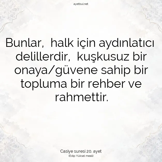 Ayetbul | Kuran Mealleri | Quran | Casiye suresi 20. ayet