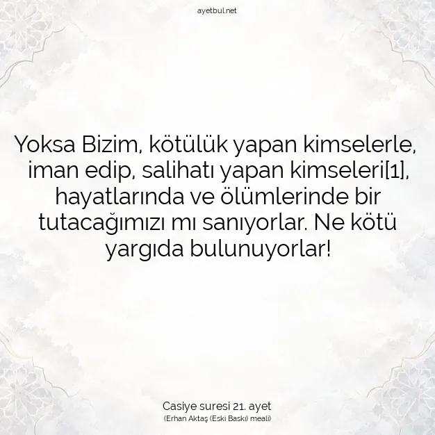 Ayetbul | Kuran Mealleri | Quran | Casiye suresi 21. ayet