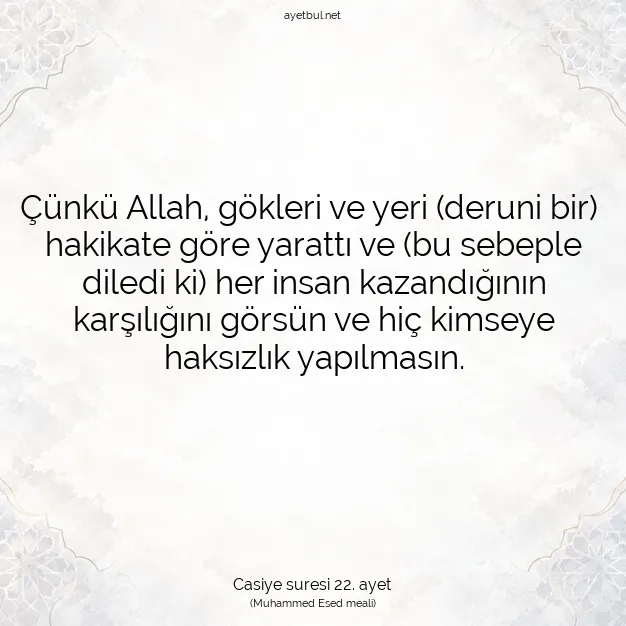 Ayetbul | Kuran Mealleri | Quran | Casiye suresi 22. ayet